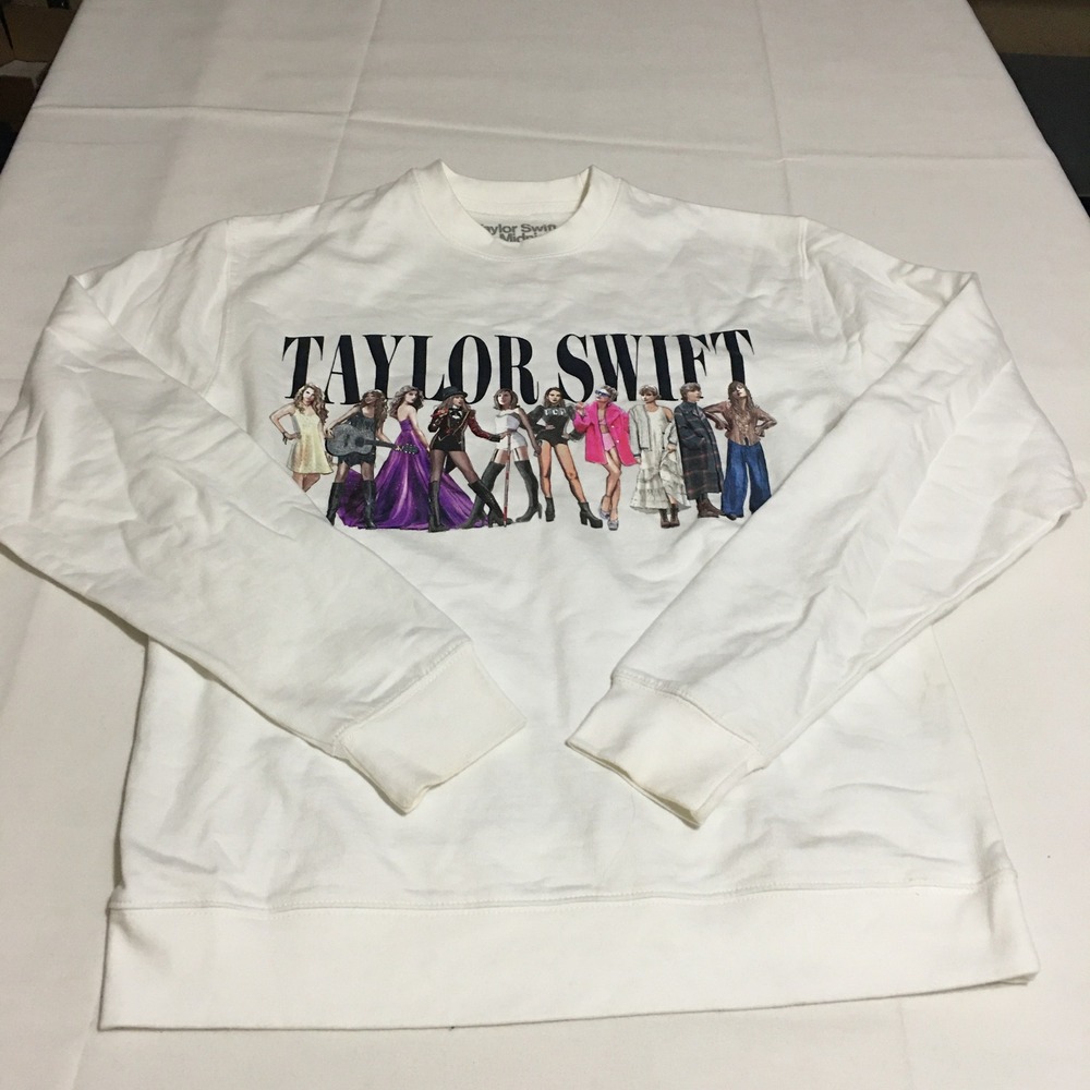Taylor Swift Sweatshirt Small Midnights Tour White Graphic Crewneck